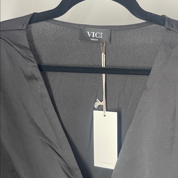 NWT VICI black satin like blouse - Picture 2 of 6